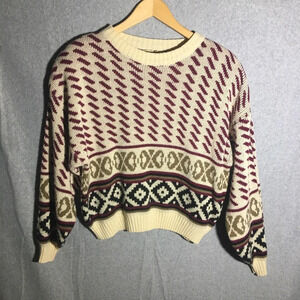 Womens Red Camel Sweater Vintage Grandpa Grandma Winter Shoulderpads 90s